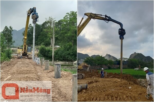 Dự án ép cọc bê tông bờ bao tại Ninh Bình